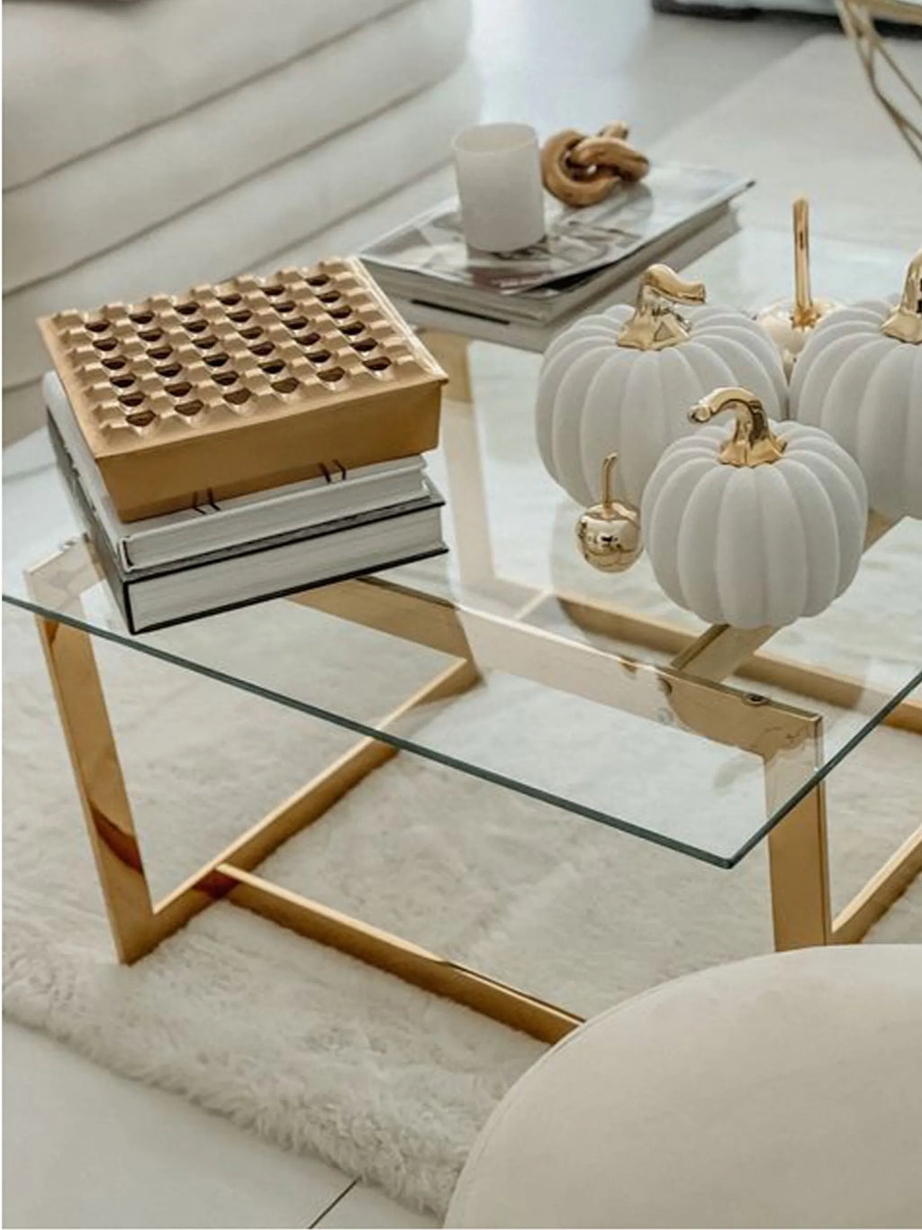 Coffee Table CRYSTAL Tempered Glass Gold