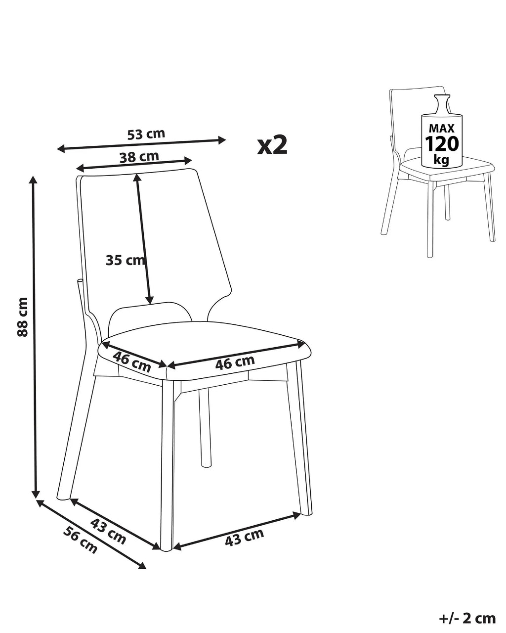 Set of 2 Dining Chairs ABEE Brown/ Grey