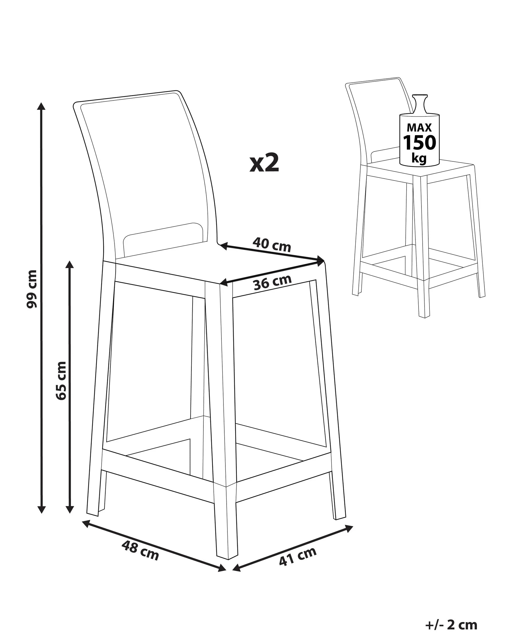 Set of 2 Bar Chairs WELLINGTON Transparent