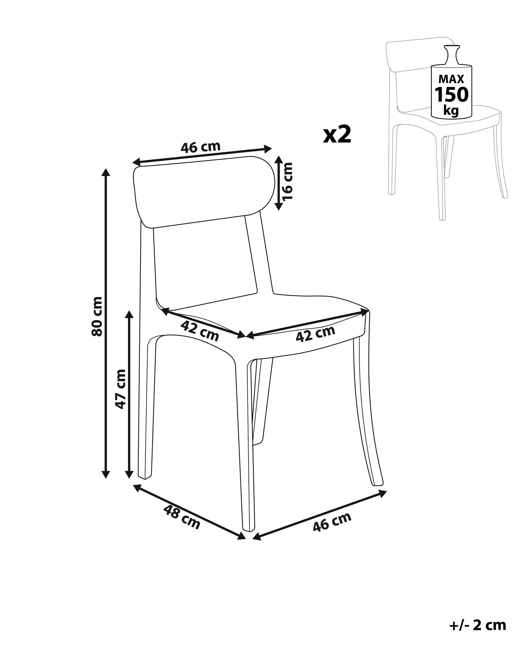 Set of 2 Dining Chairs COVINGTON Transparent