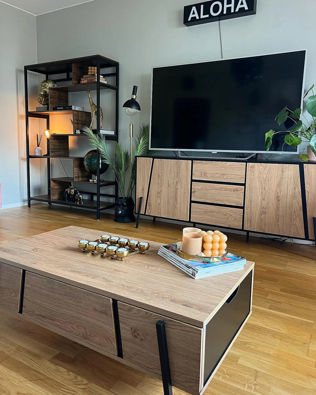 Coffee Table BLACKPOOL Brown/ Black with Storage
