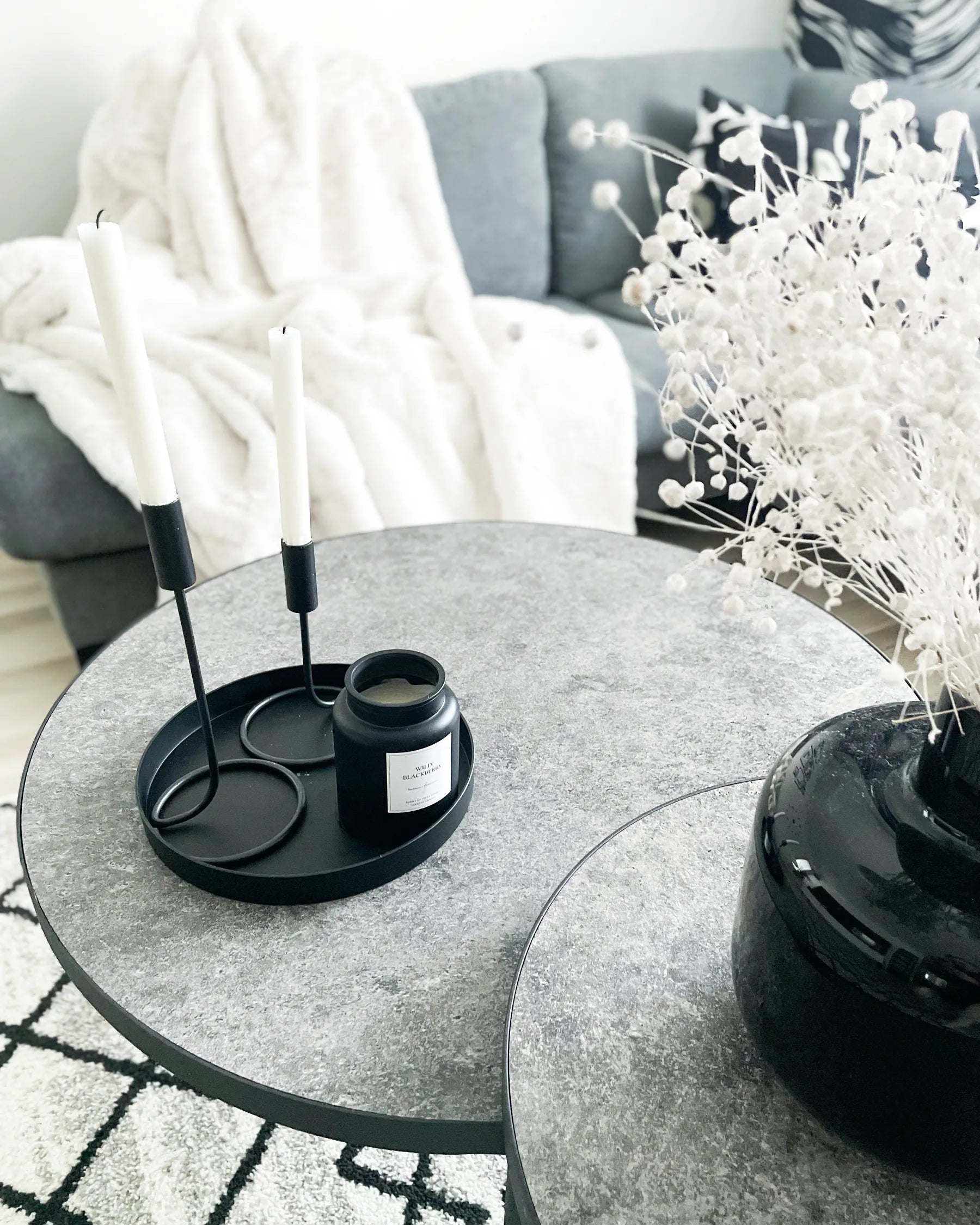 Set of 3 Coffee Tables MELODY Grey Concrete Effect