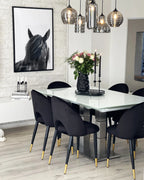 Set of 2 Dining Chairs MAGALIA Velvet Black