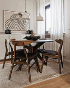 Set of 2 Dining Chairs LYNN Wood Dark Brown/ Grey