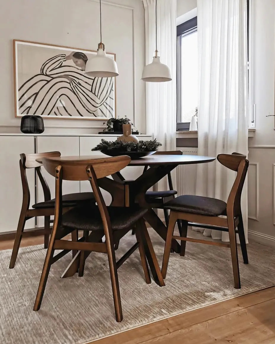 Set of 2 Dining Chairs LYNN Wood Dark Brown/ Grey