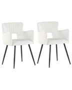 Set of 2 Dining Chairs SANILAC Velvet White