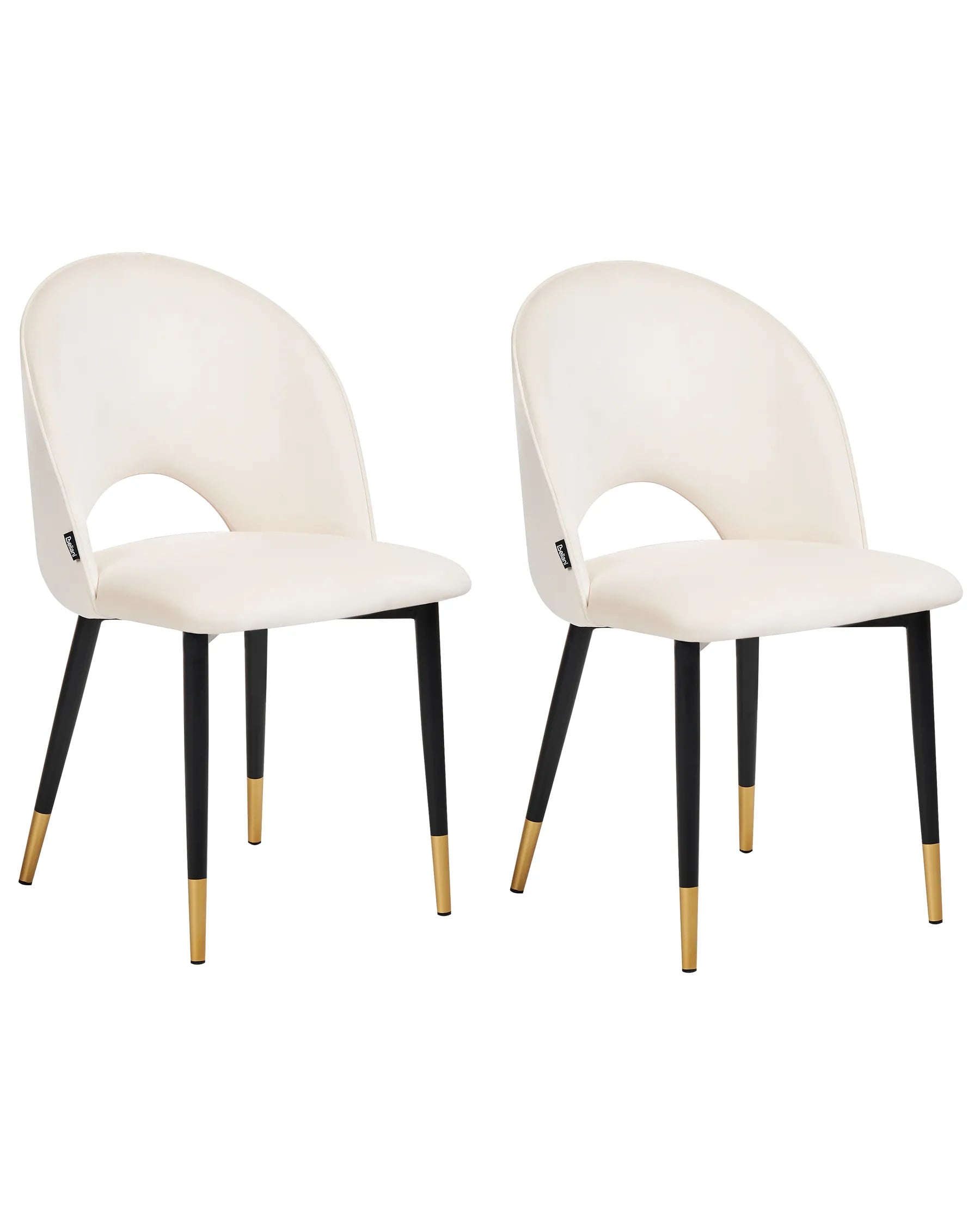 Set of 2 Dining Chairs MAGALIA Velvet Light Beige