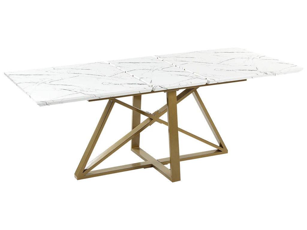Extending Dining Table MAXIMUS White Marble 160/200 cm 90 cm