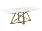 Extending Dining Table MAXIMUS White Marble 160/200 cm 90 cm