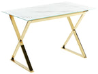 Dining Table ATTICA Marble/ Gold 120 cm 70 cm Tempered Glass