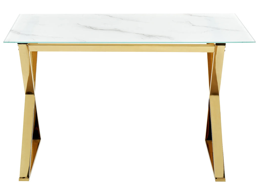 Dining Table ATTICA Marble/ Gold 120 cm 70 cm Tempered Glass