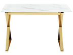 Dining Table ATTICA Marble/ Gold 120 cm 70 cm Tempered Glass