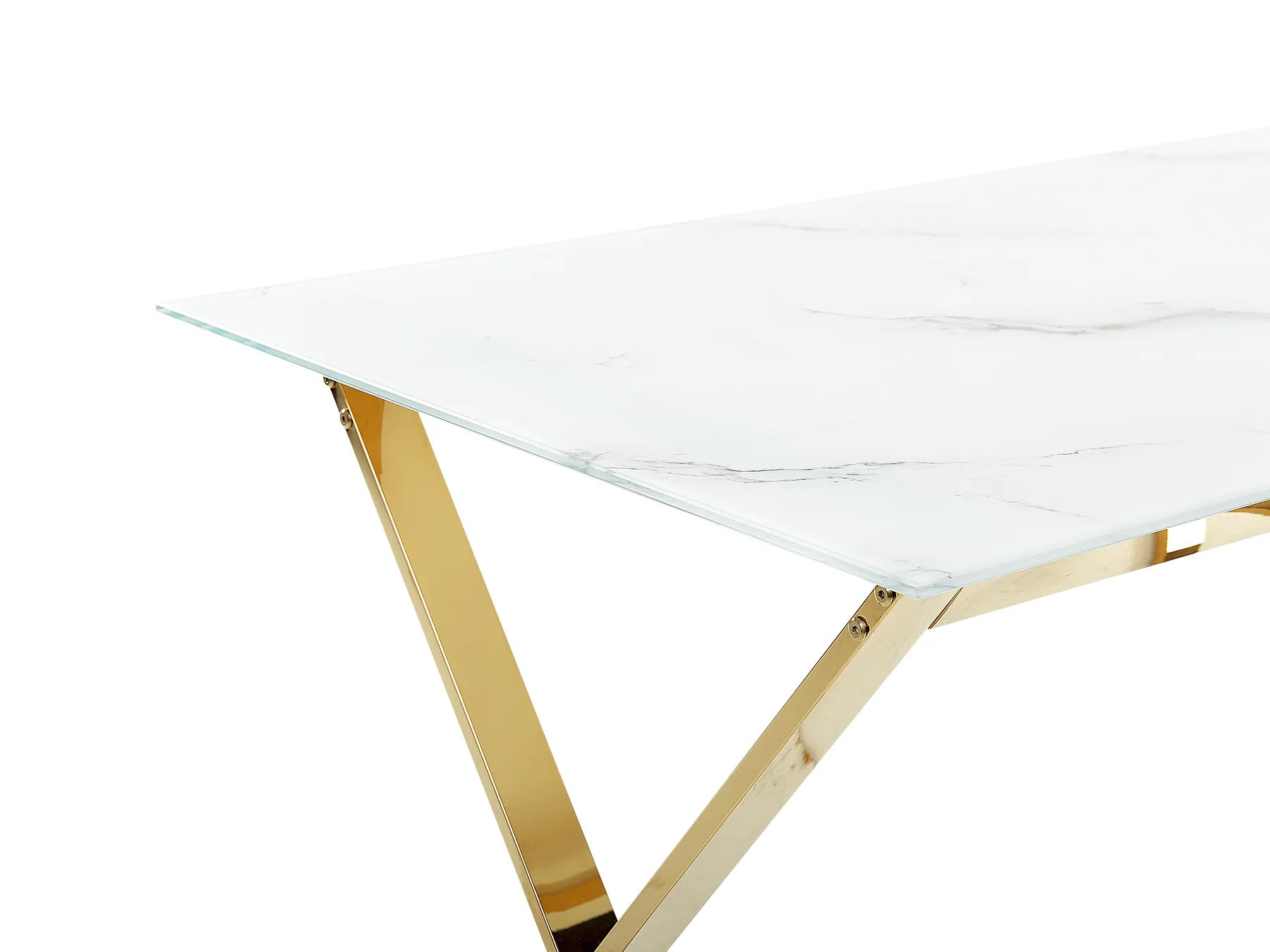 Dining Table ATTICA Marble/ Gold 120 cm 70 cm Tempered Glass