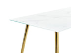 Dining Table MULGA Marble/ Gold 120 cm 70 cm Tempered Glass