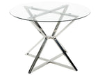 Dining Table BOSCO Silver 105 cm 105 cm Tempered Glass