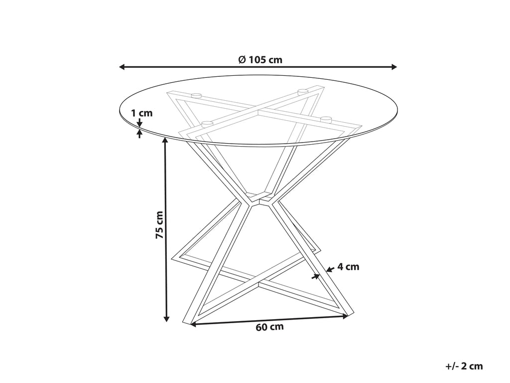 Dining Table BOSCO Silver 105 cm 105 cm Tempered Glass