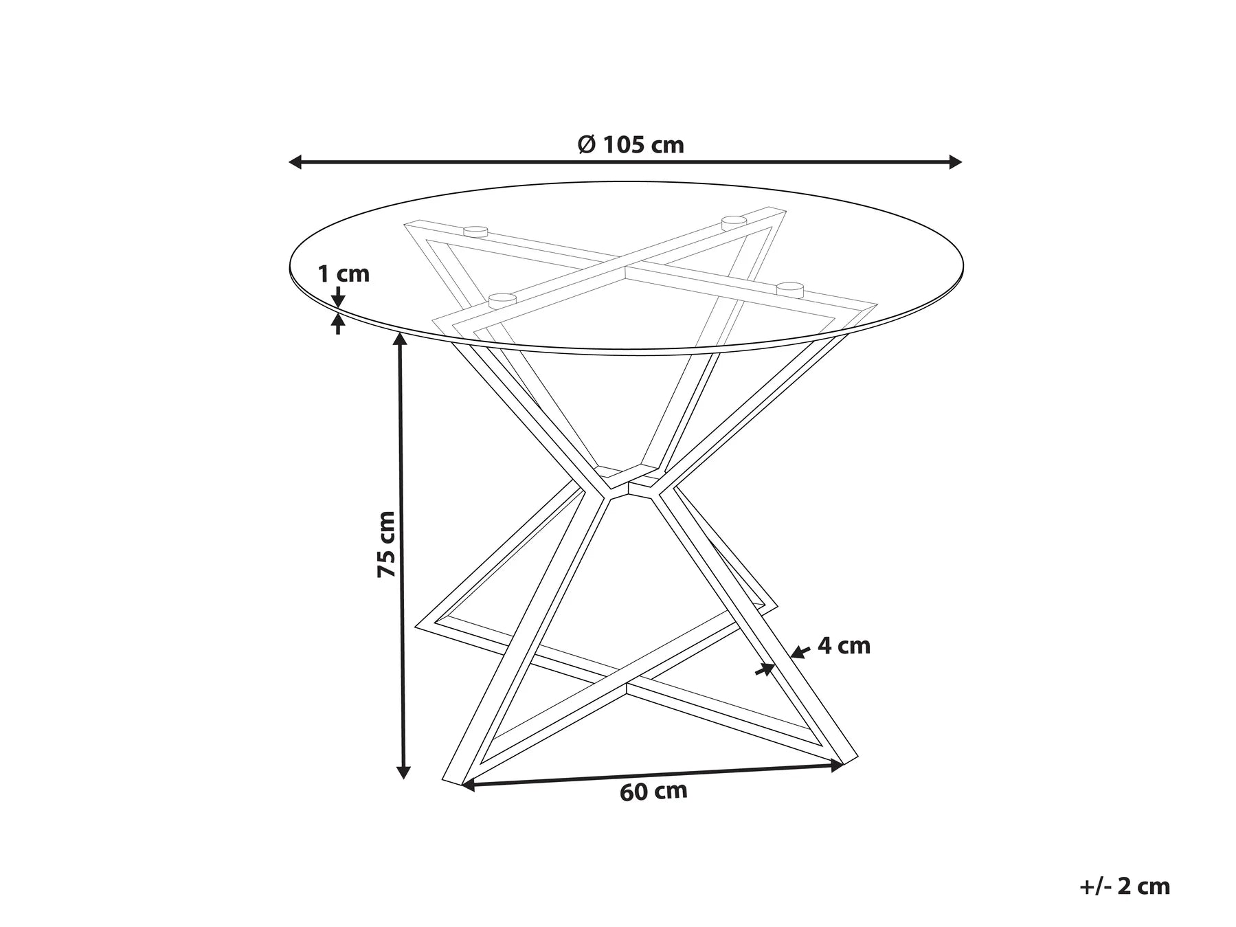 Dining Table BOSCO Silver 105 cm 105 cm Tempered Glass