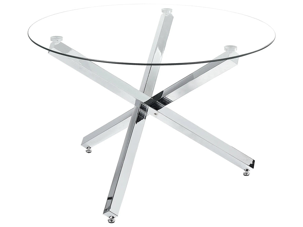 Dining Table BUTLER Silver 110 cm 110 cm Tempered Glass
