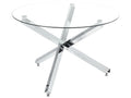 Dining Table BUTLER Silver 110 cm 110 cm Tempered Glass