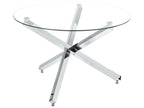 Dining Table BUTLER Silver 110 cm 110 cm Tempered Glass