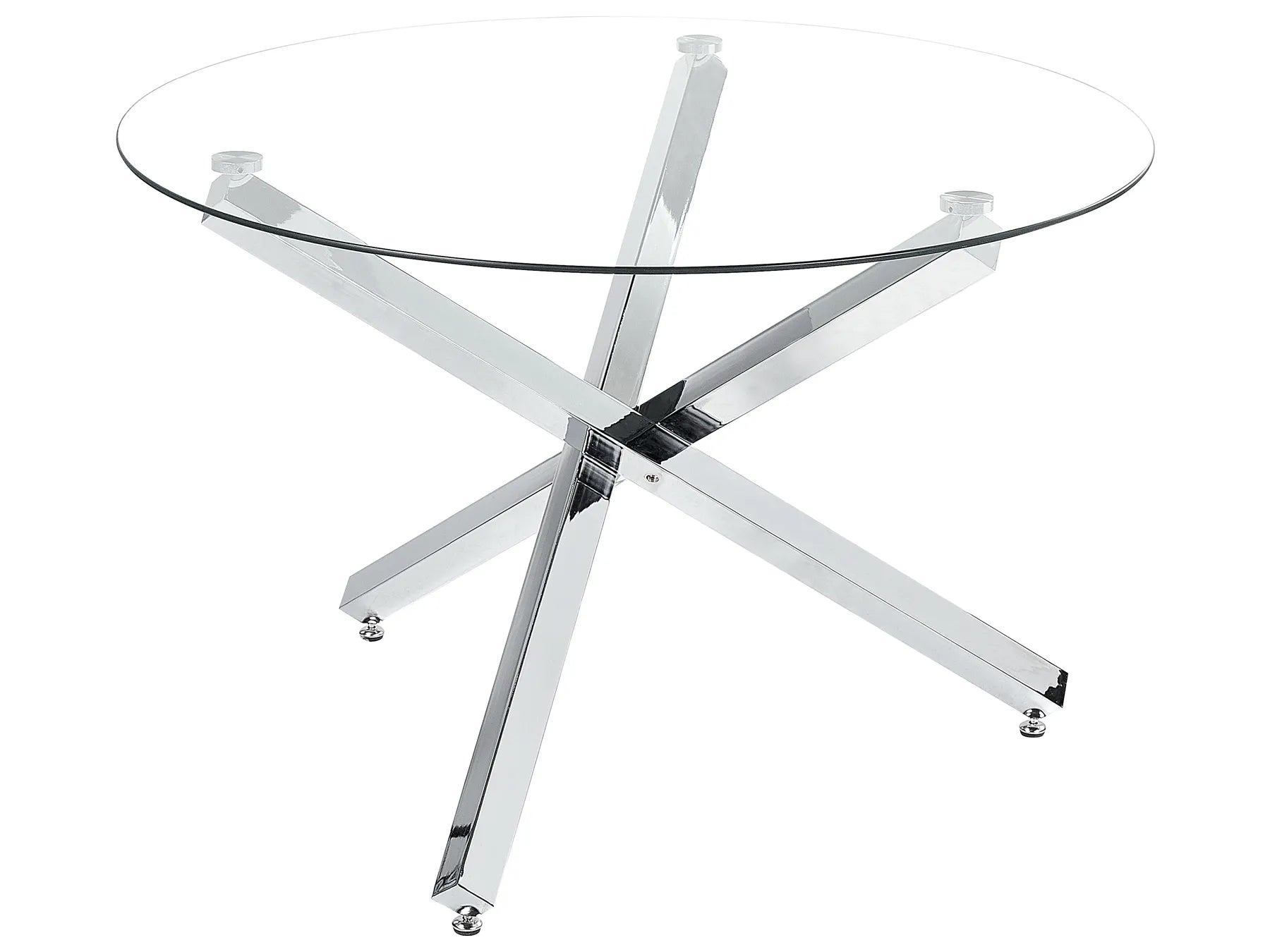 Dining Table BUTLER Silver 110 cm 110 cm Tempered Glass
