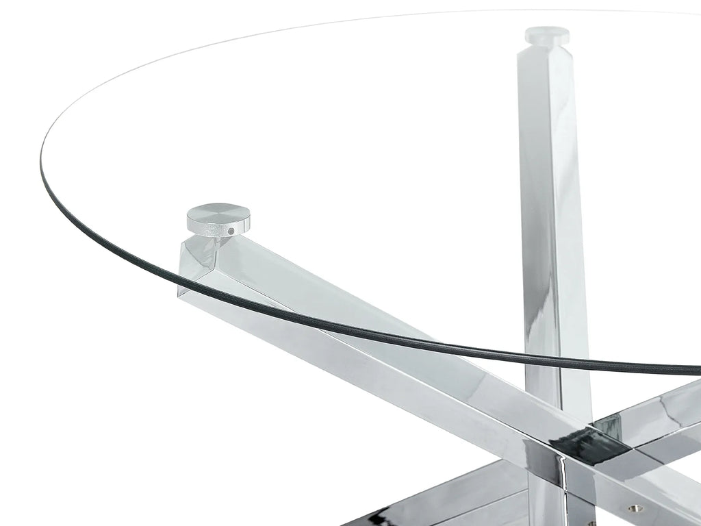 Dining Table BUTLER Silver 110 cm 110 cm Tempered Glass