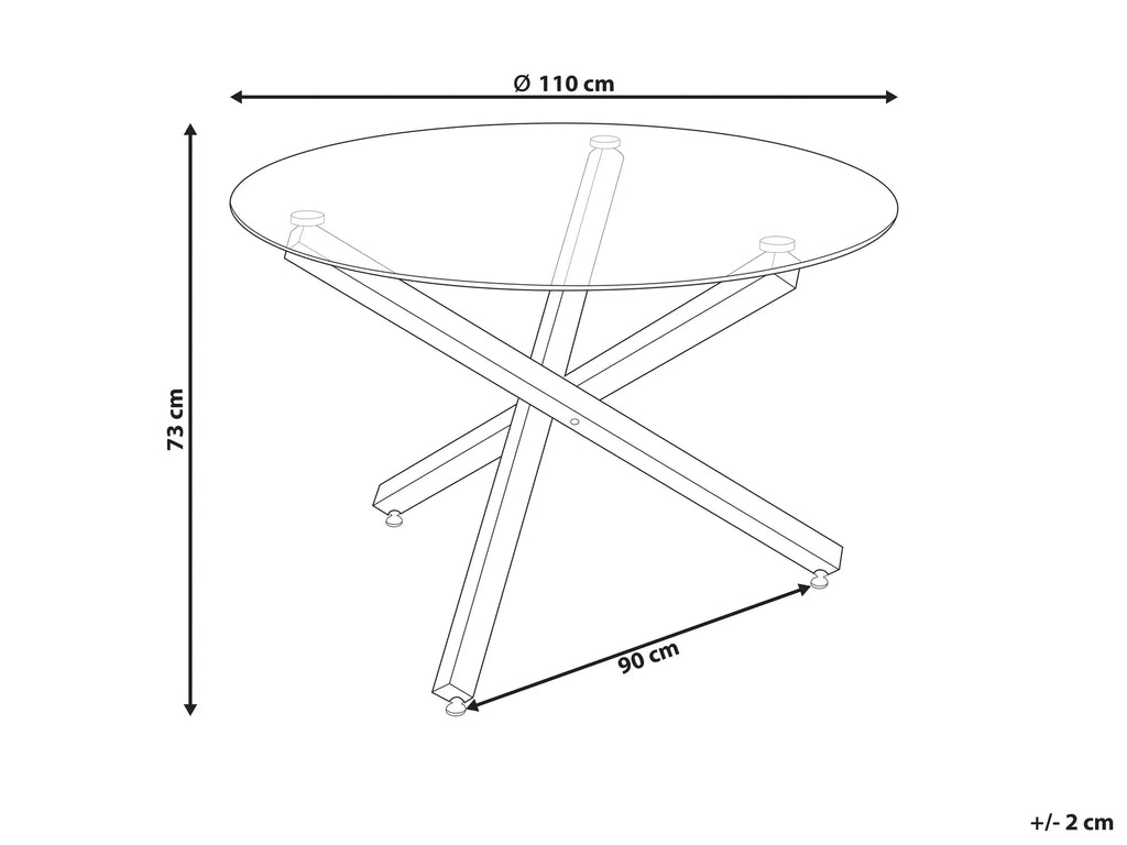 Dining Table BUTLER Silver 110 cm 110 cm Tempered Glass