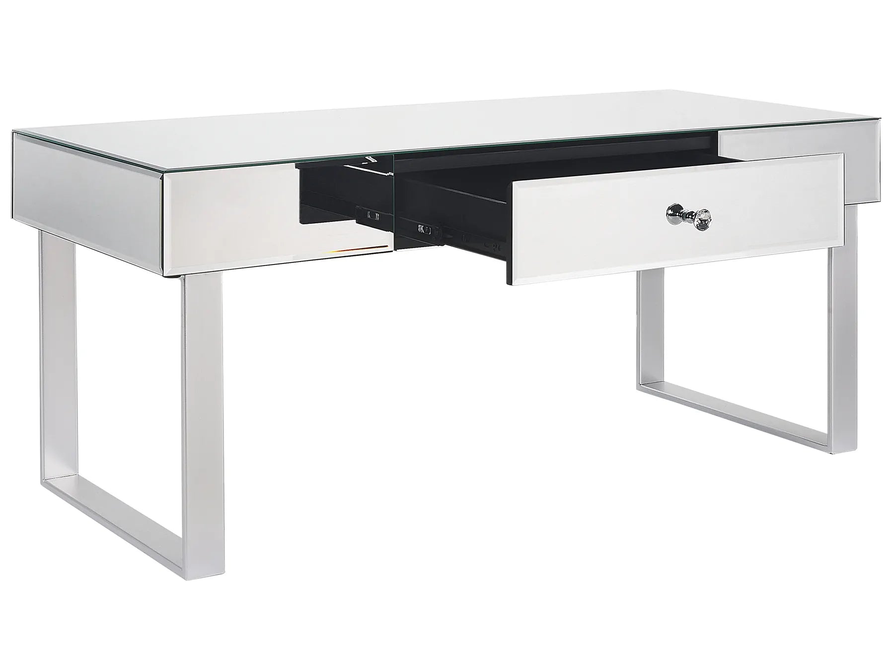 Coffee Table NESLE Mirrored Silver with Storage