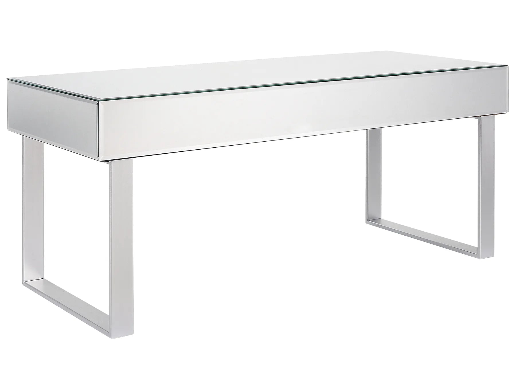 Coffee Table NESLE Mirrored Silver with Storage