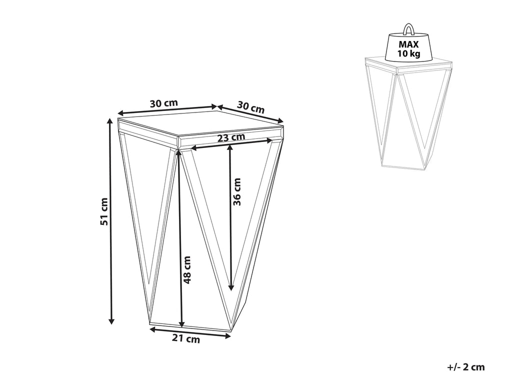 Side Table LUXEY Glass Mirrored Silver