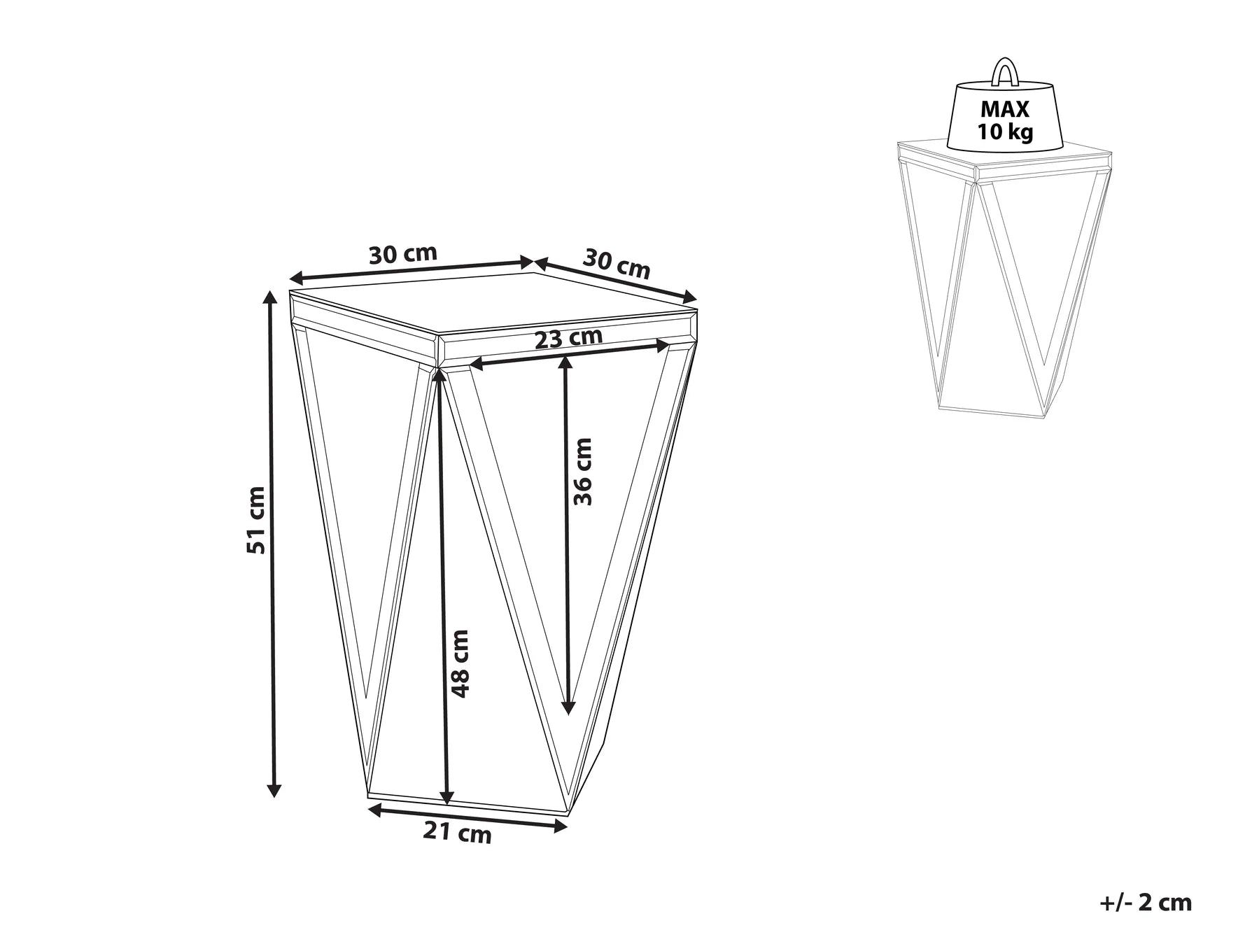 Side Table LUXEY Glass Mirrored Silver