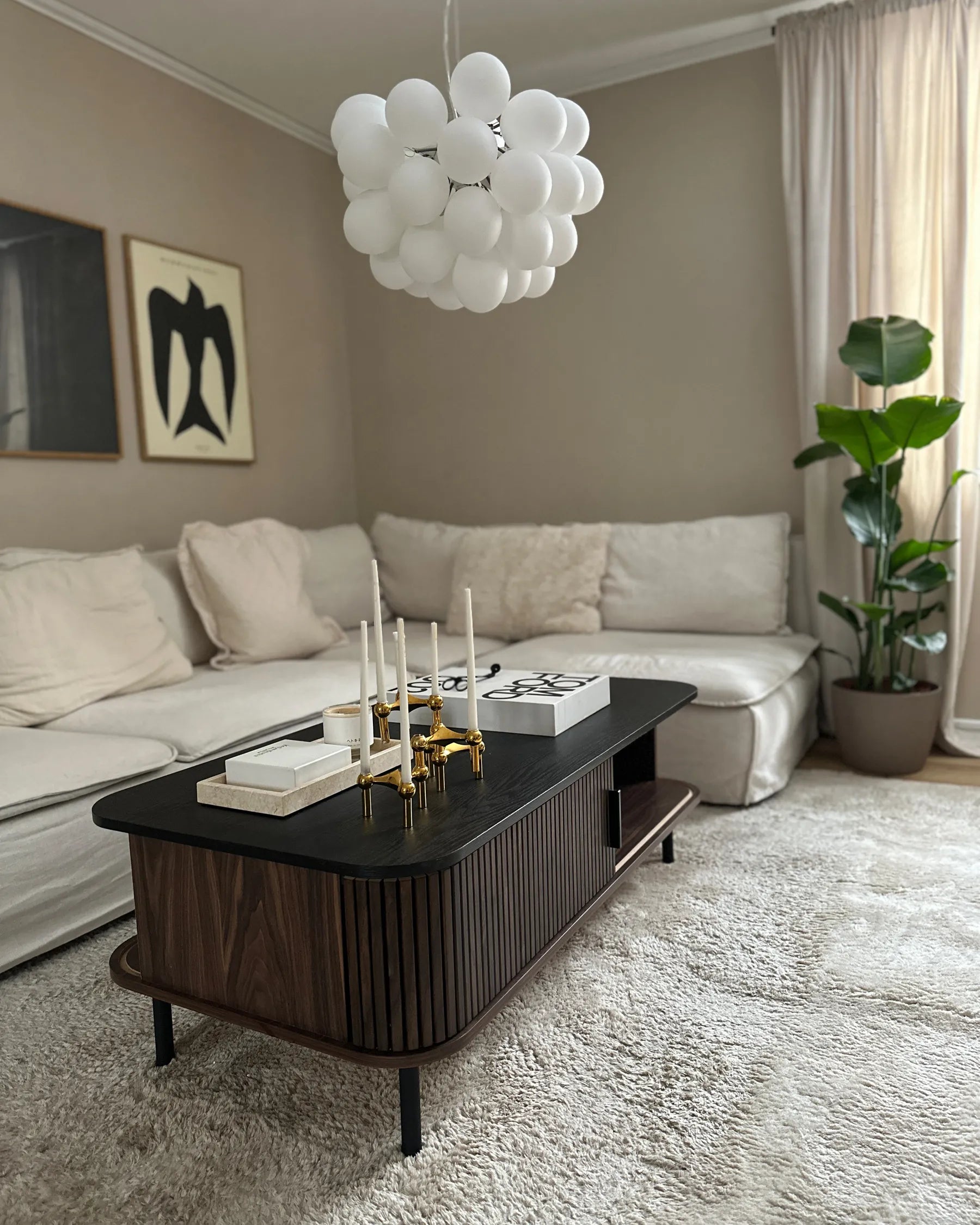 Coffee Table JOSE Dark Brown with Storage