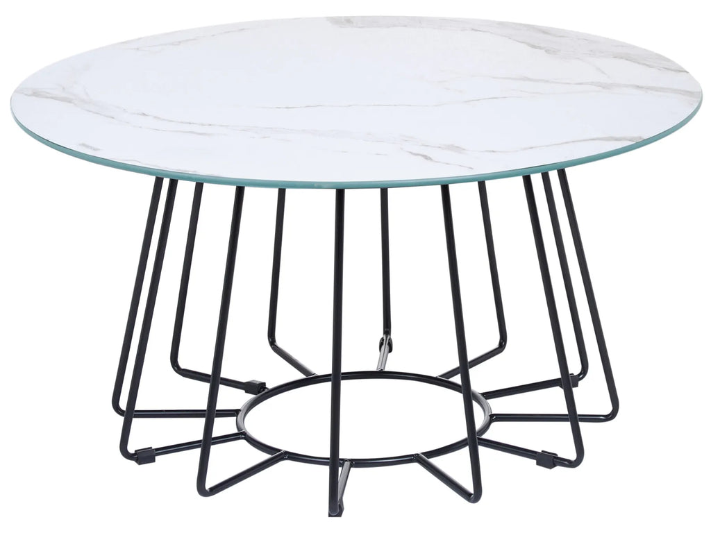 Coffee Table BERNIE Tempered Glass White Marble