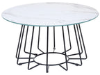 Coffee Table BERNIE Tempered Glass White Marble