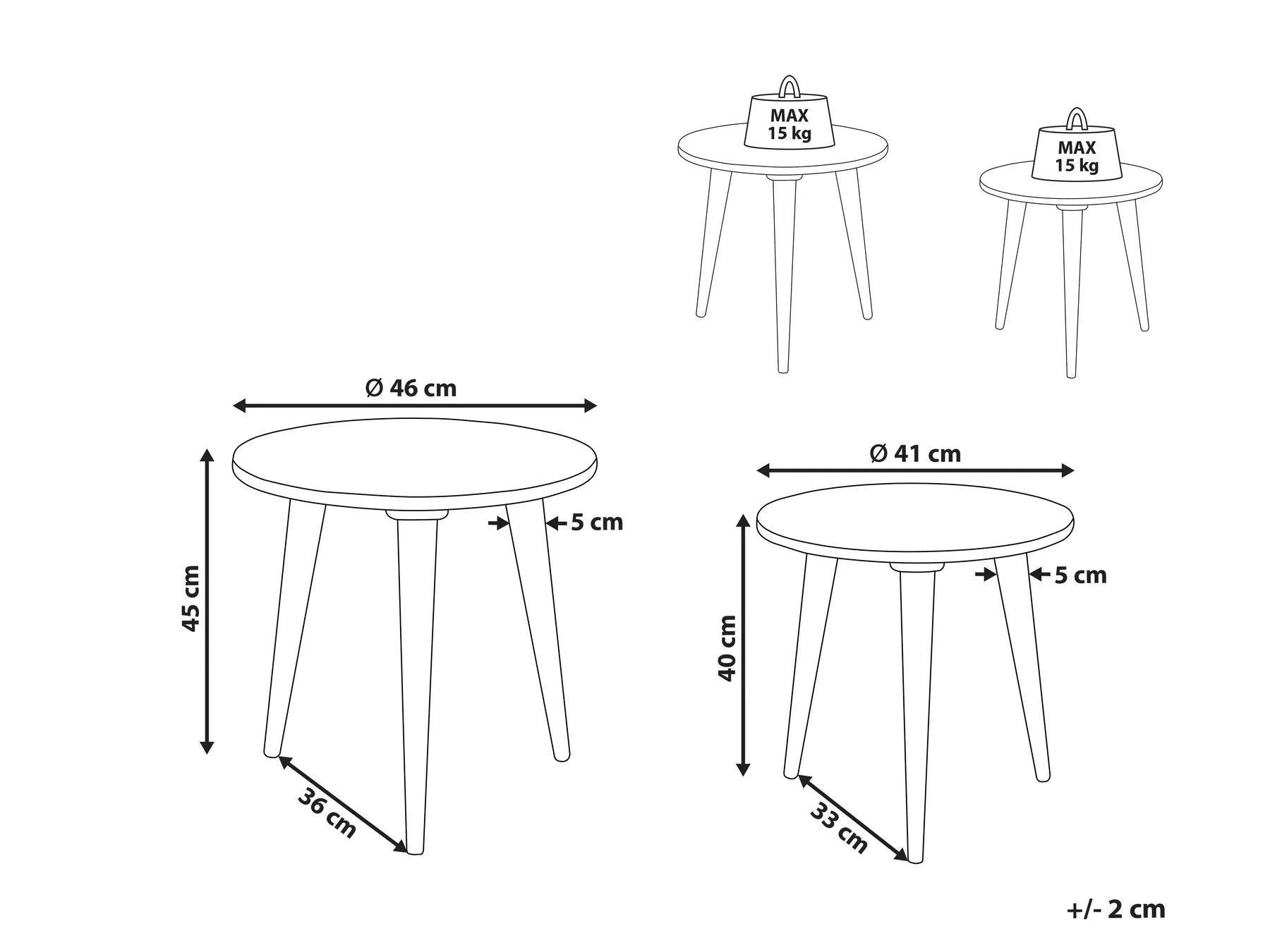 Set of 2 Side Tables NARRA Mango Wood Gold