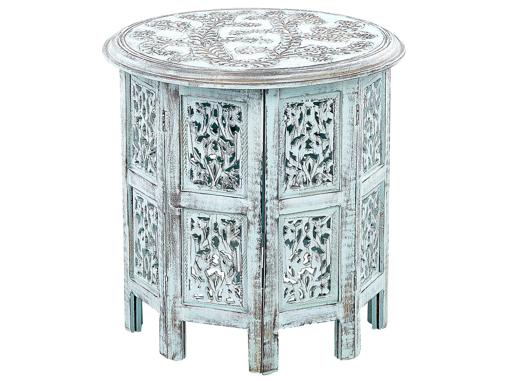 Side Table BORAI Mango Wood Light Blue