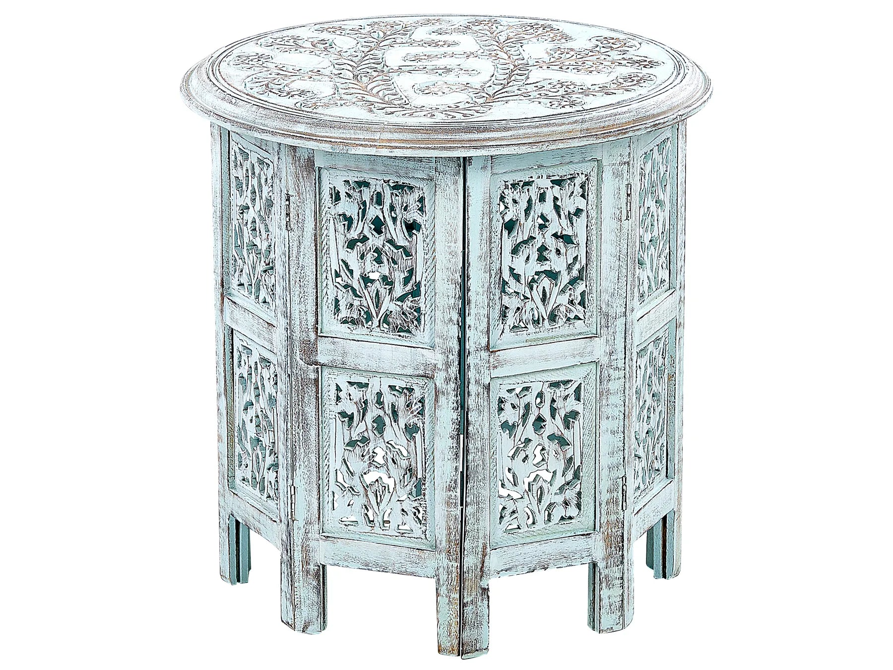 Side Table BORAI Mango Wood Light Blue