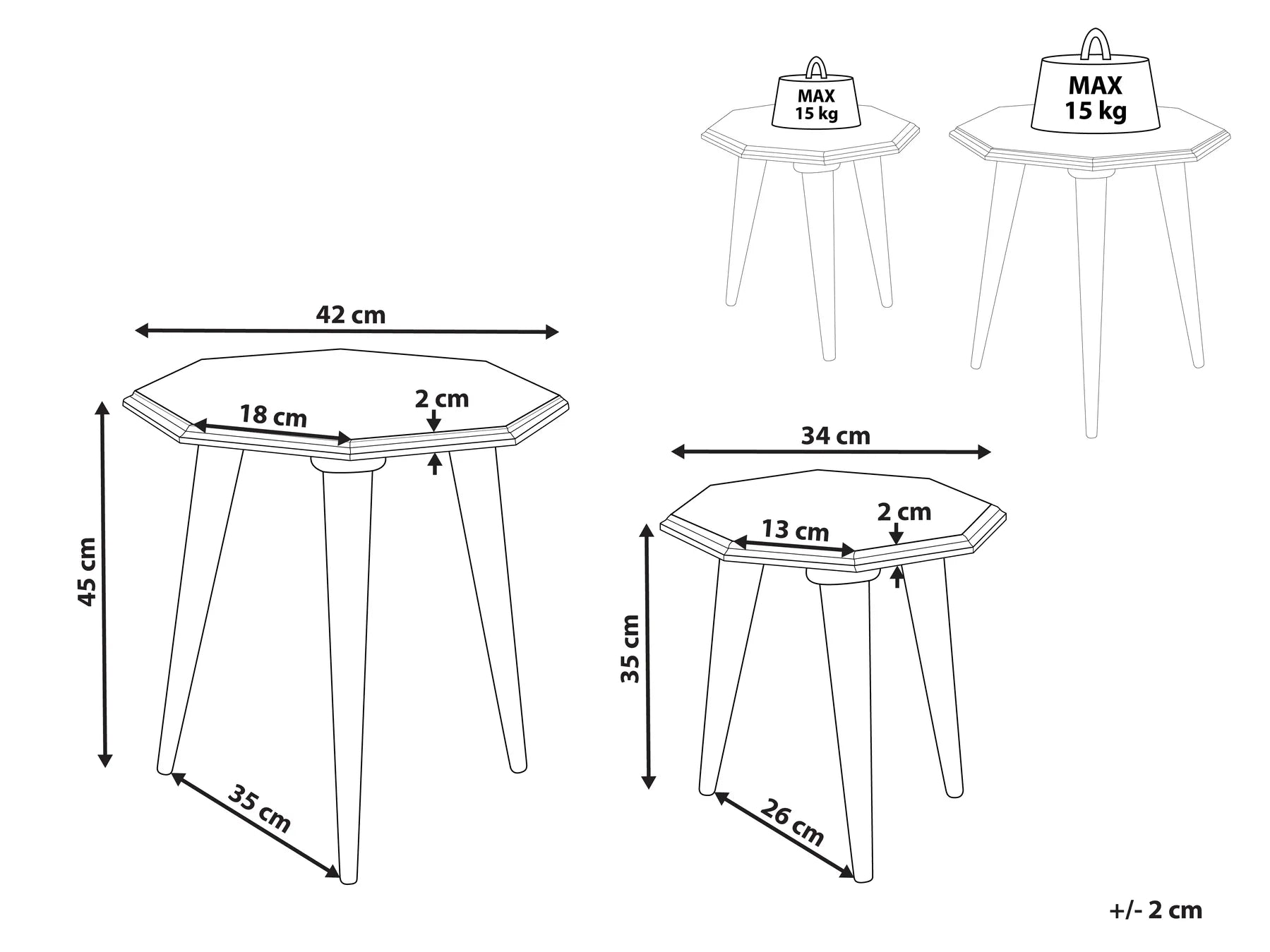 Set of 2 Side Tables KANRI Light Blue