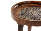 Set of 2 Side Tables ASTAI Mango Wood Dark Brown