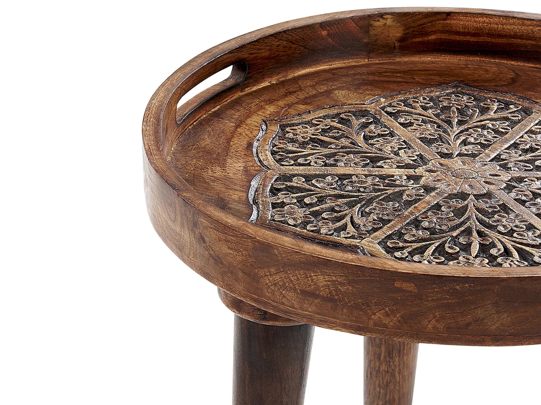 Set of 2 Side Tables ASTAI Mango Wood Dark Brown