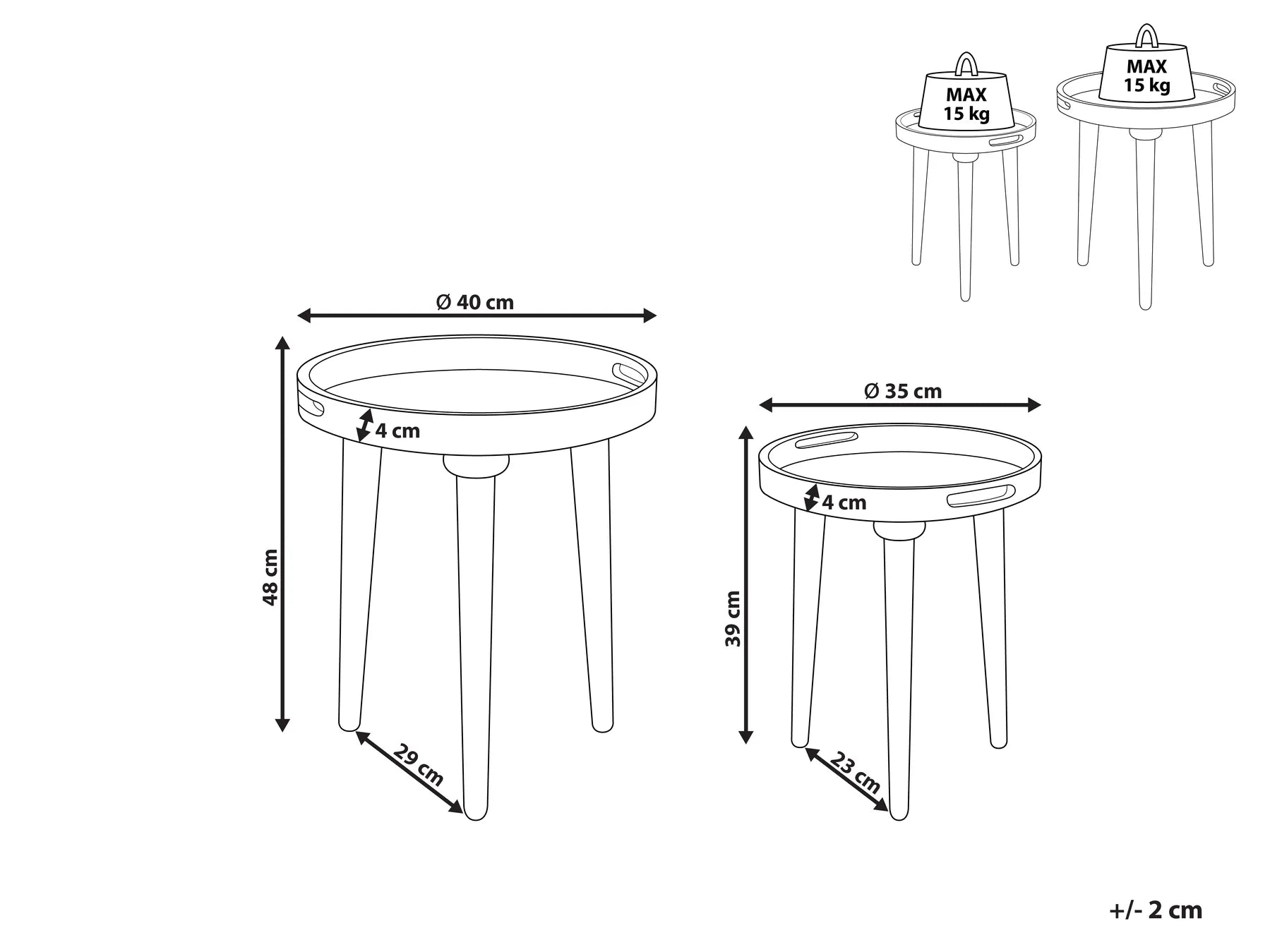 Set of 2 Side Tables ASTAI Mango Wood Dark Brown