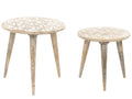 Set of 2 Side Tables HURSI Mango Wood Brown/ White