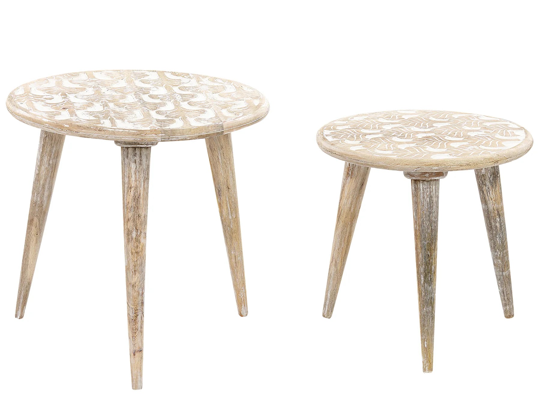 Set of 2 Side Tables HURSI Mango Wood Brown/ White