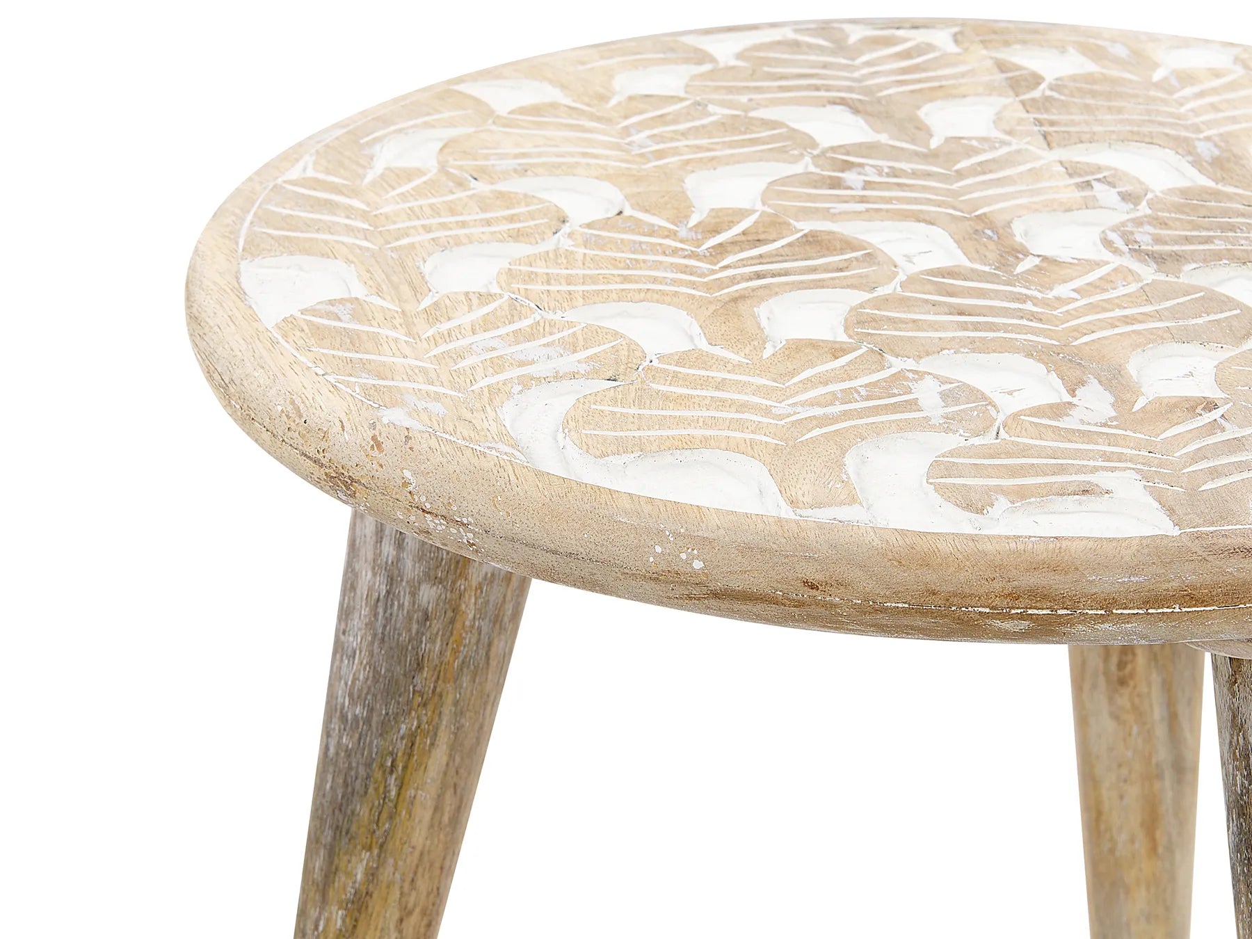 Set of 2 Side Tables HURSI Mango Wood Brown/ White