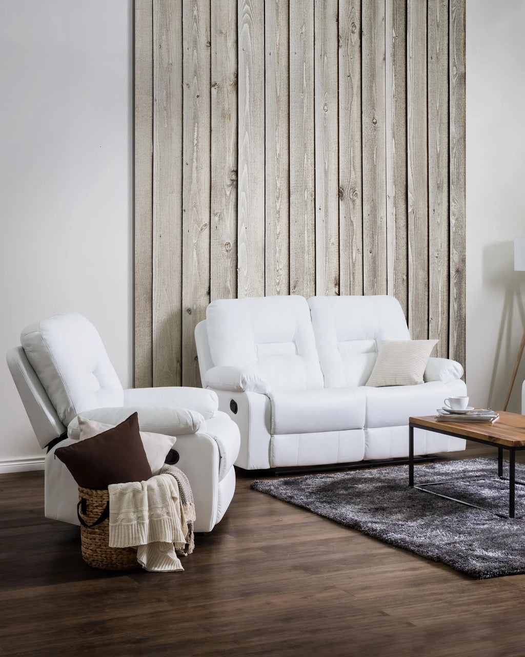 Recliner Chair BERGEN with Footrest Faux Leather White