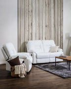 Recliner Chair BERGEN with Footrest Faux Leather White