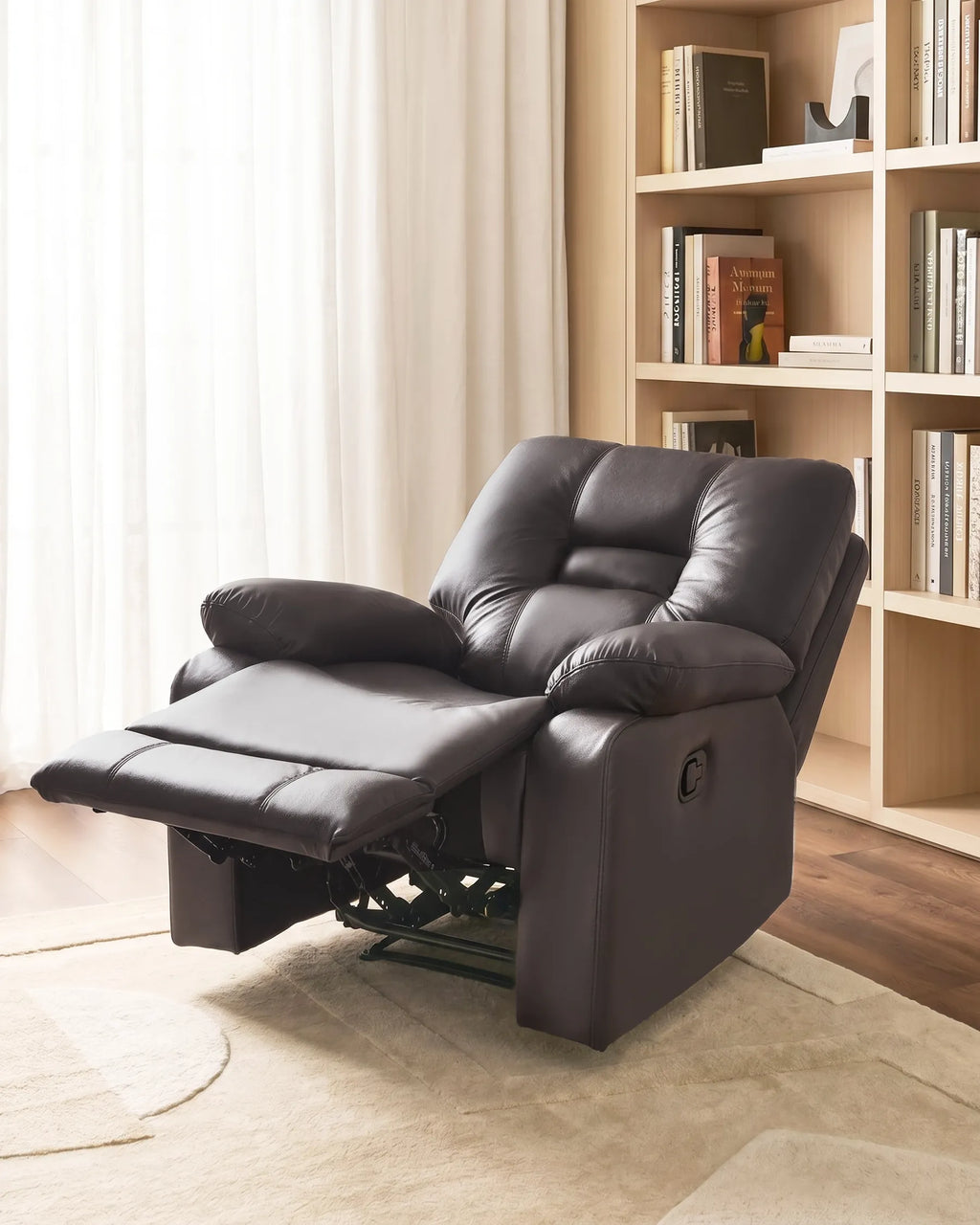 Recliner Chair BERGEN with Footrest Faux Leather Brown