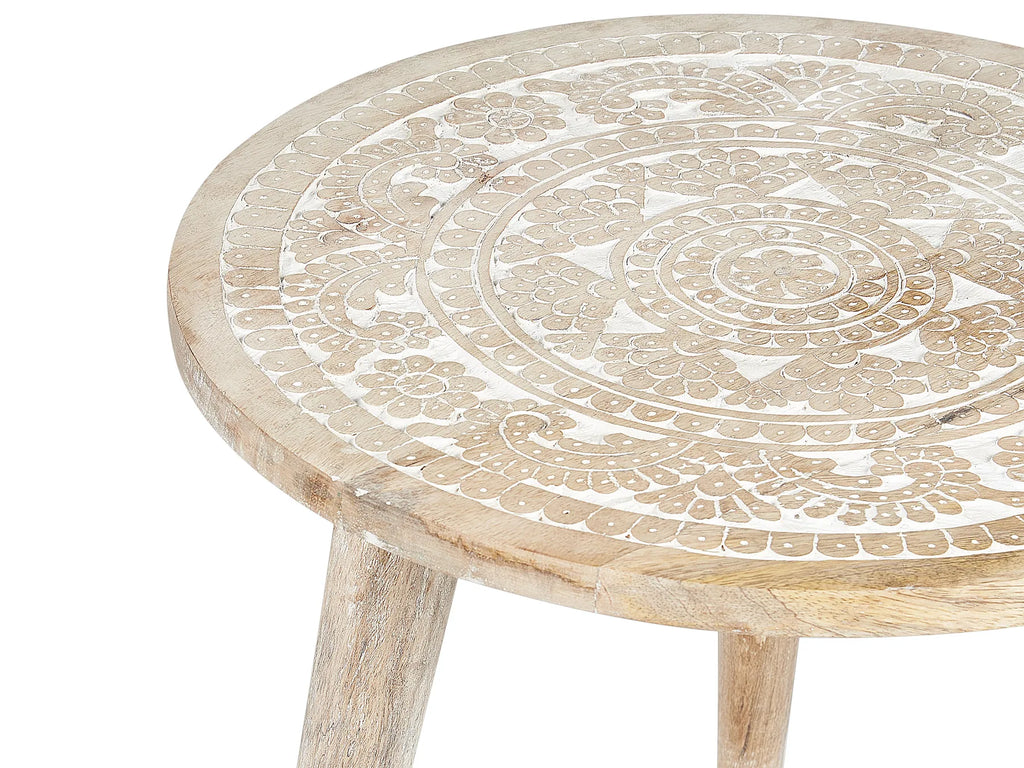 Set of 2 Side Tables UDAY Mango Wood White