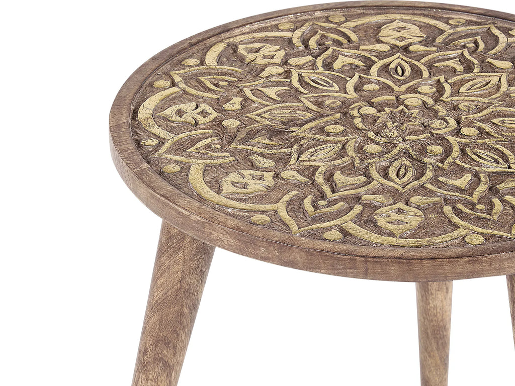 Set of 2 Side Tables RANJA Mango Wood Brown
