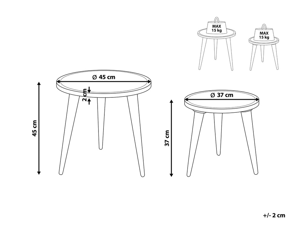 Set of 2 Side Tables SAKITA Mango Wood Brown/ White